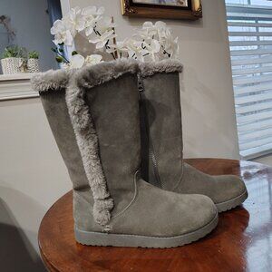Genuine Suede Upper - Faux Fur Lining - Winter Boots - Grey - Size 8